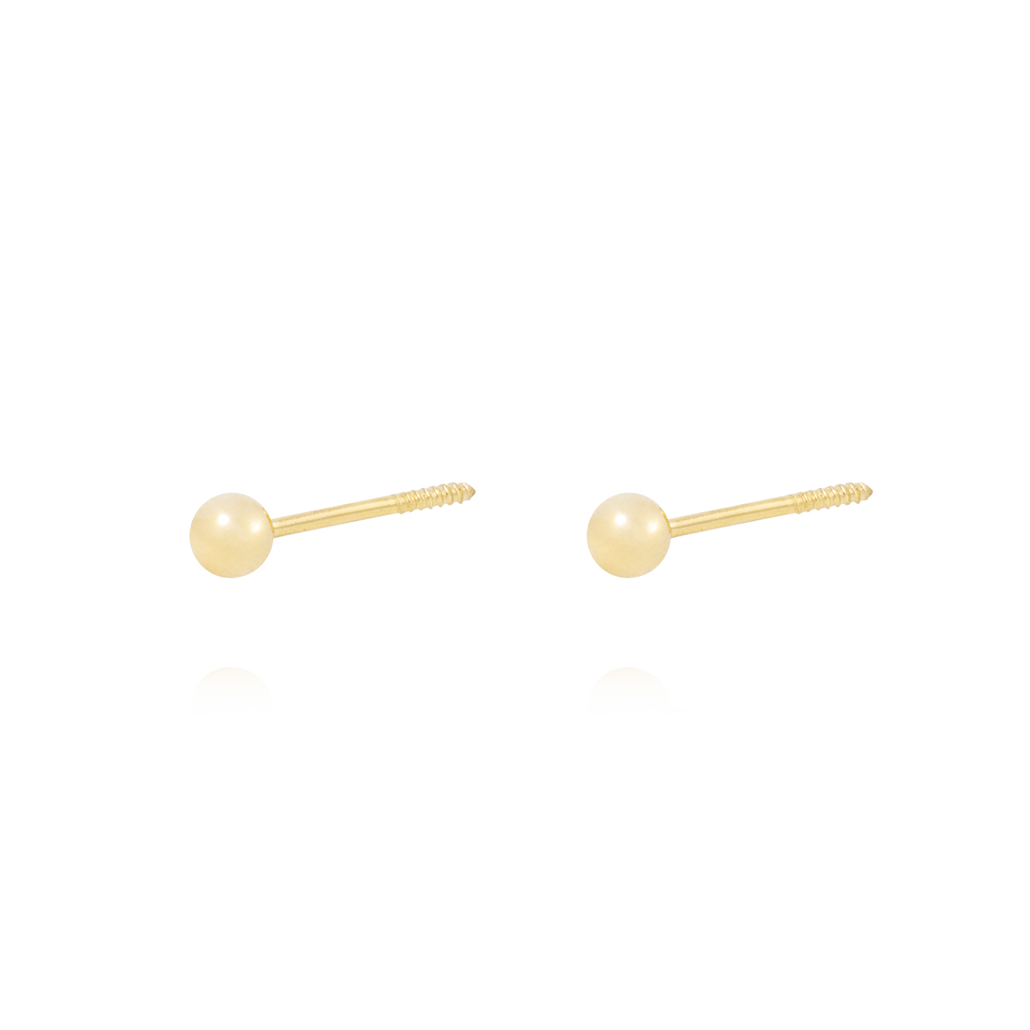 Aros de Oro 18kt Bolita Tornillo Hilo 3mm 2