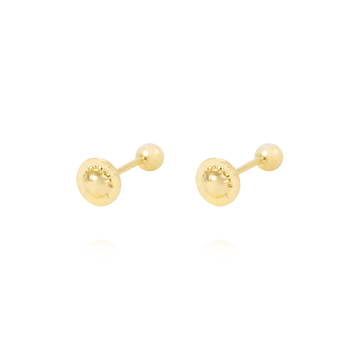 Aros de Oro 18kt Bolita Tornillo Hilo 3mm 3