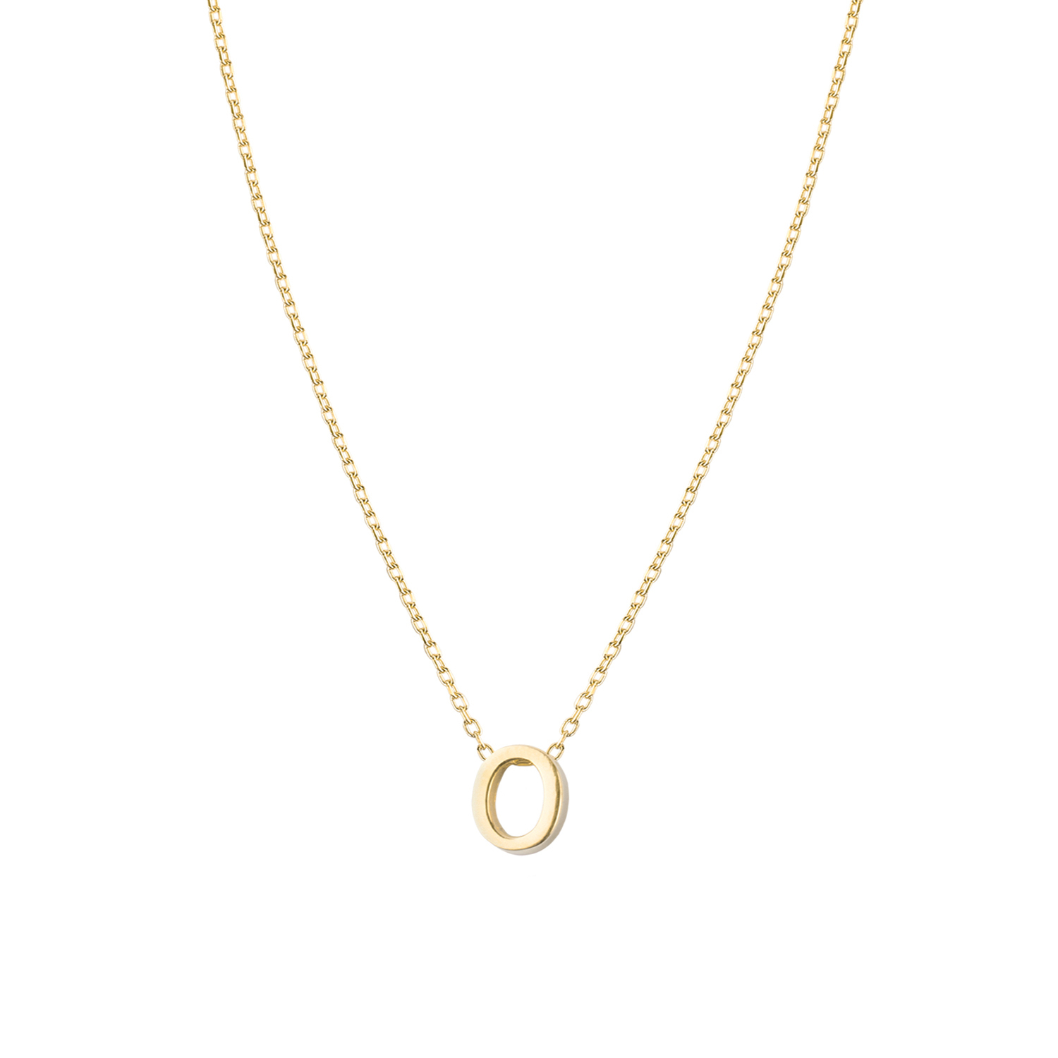 Collar de Plata Esterlina 925 Letra O Lisa Revestido en Oro 18kt 3