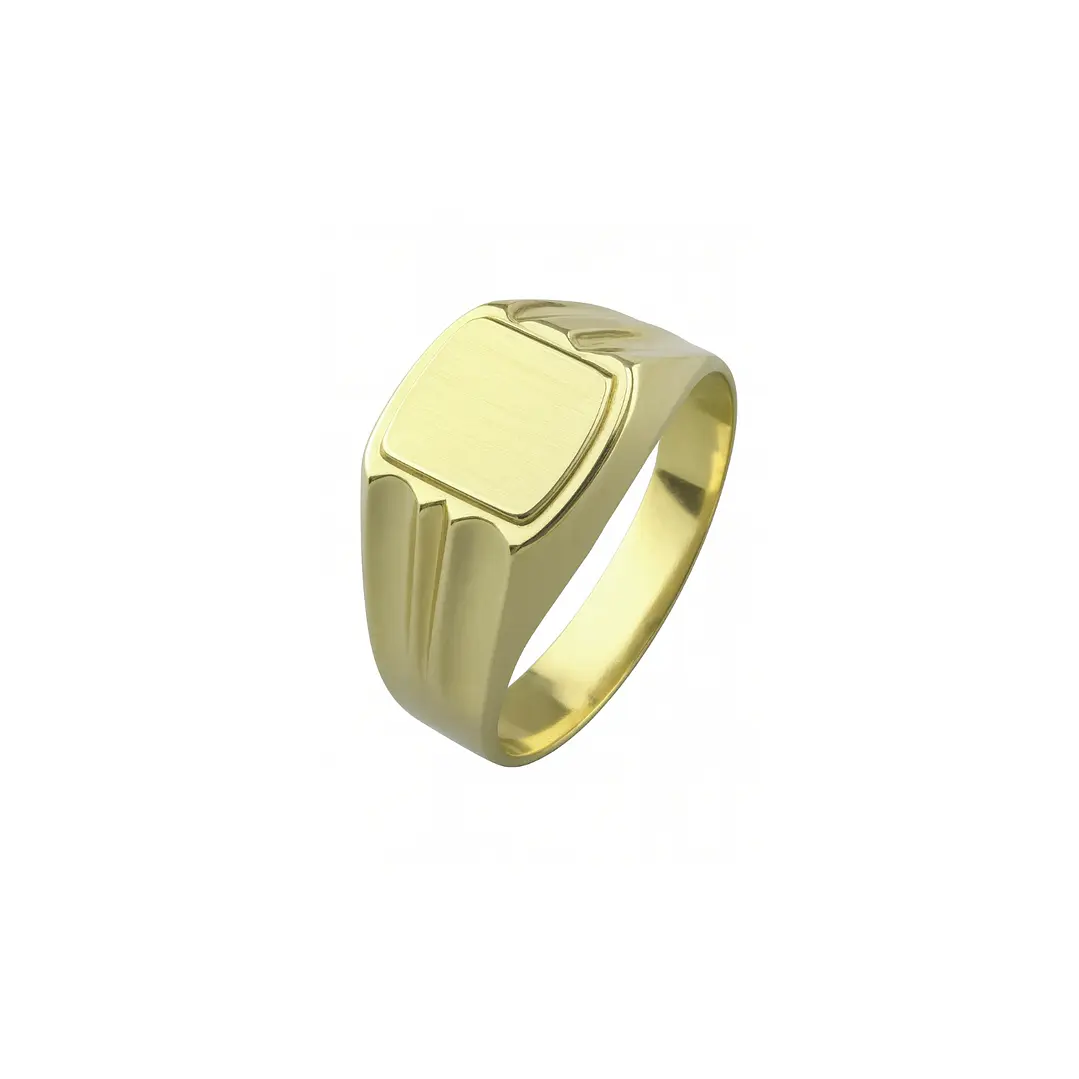 Anillo Oro 18kt Sello Cuadrado Ranurado 1