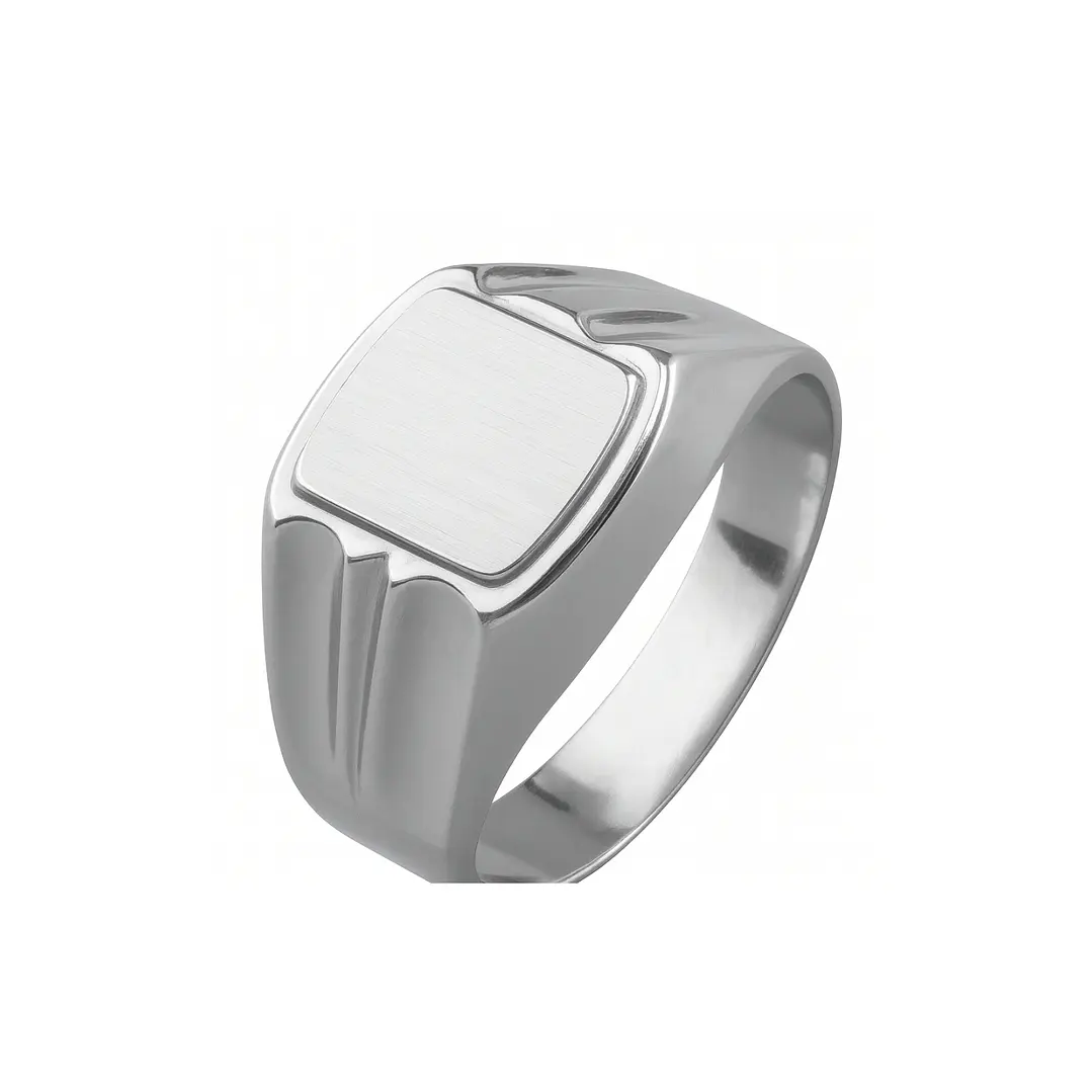 Anillo Oro 18kt Sello Cuadrado Ranurado 4