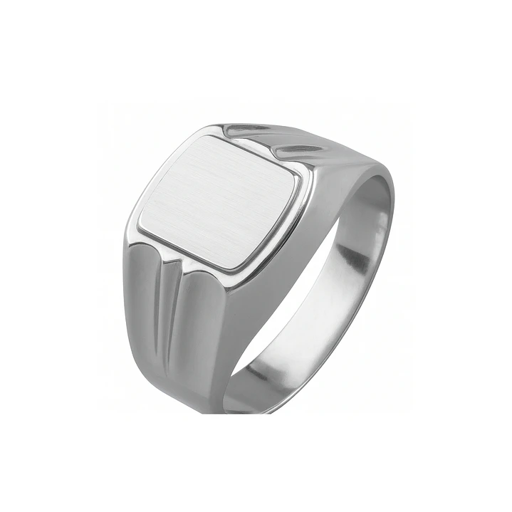 Anillo Oro 18kt Sello Cuadrado Ranurado 4