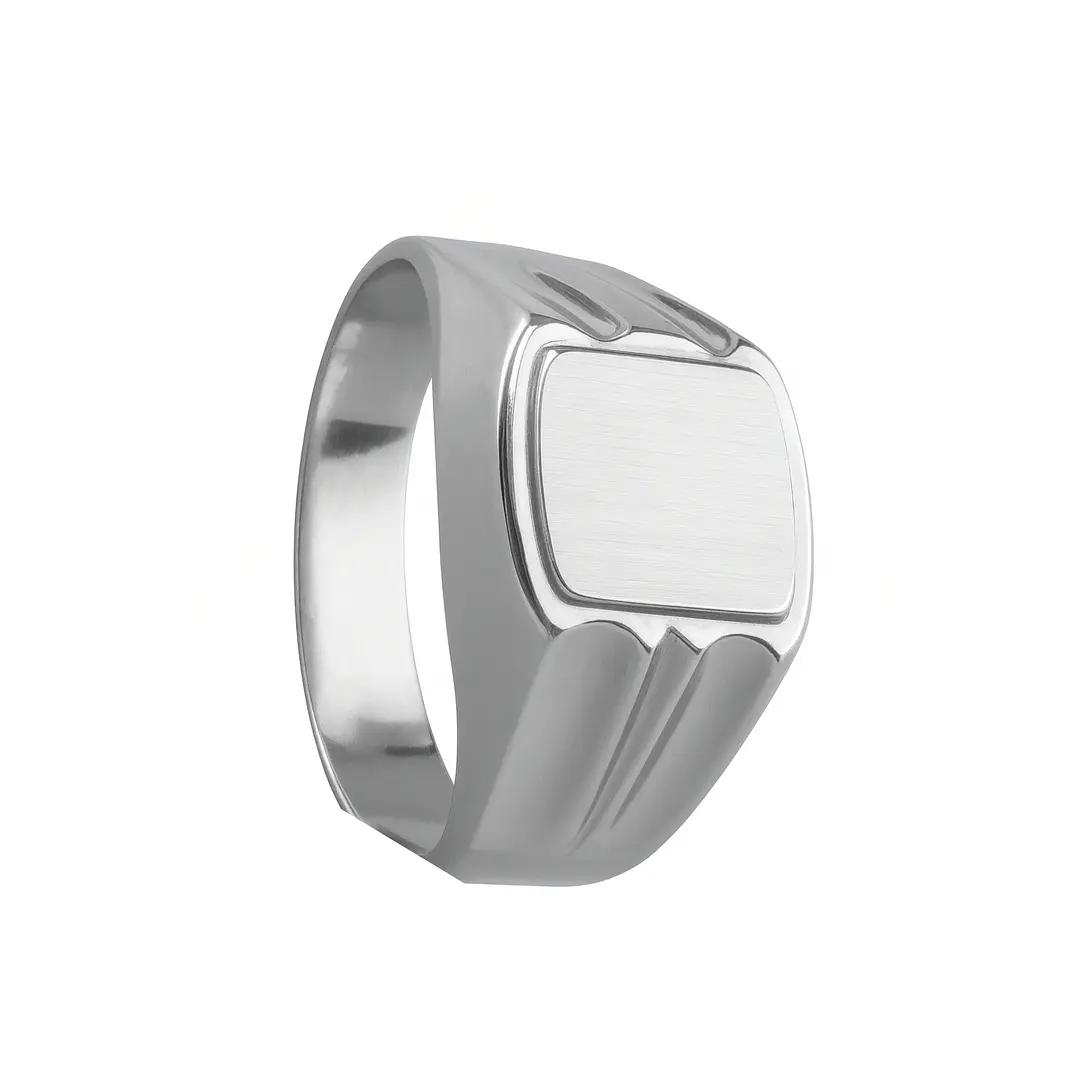 Anillo Oro 18kt Sello Cuadrado Ranurado 5