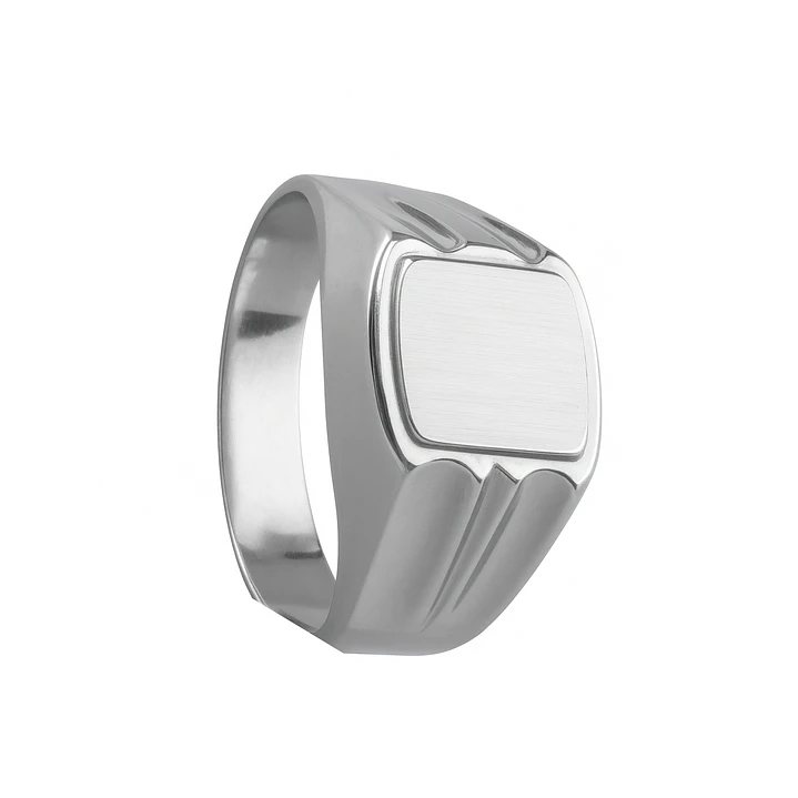 Anillo Oro 18kt Sello Cuadrado Ranurado 5