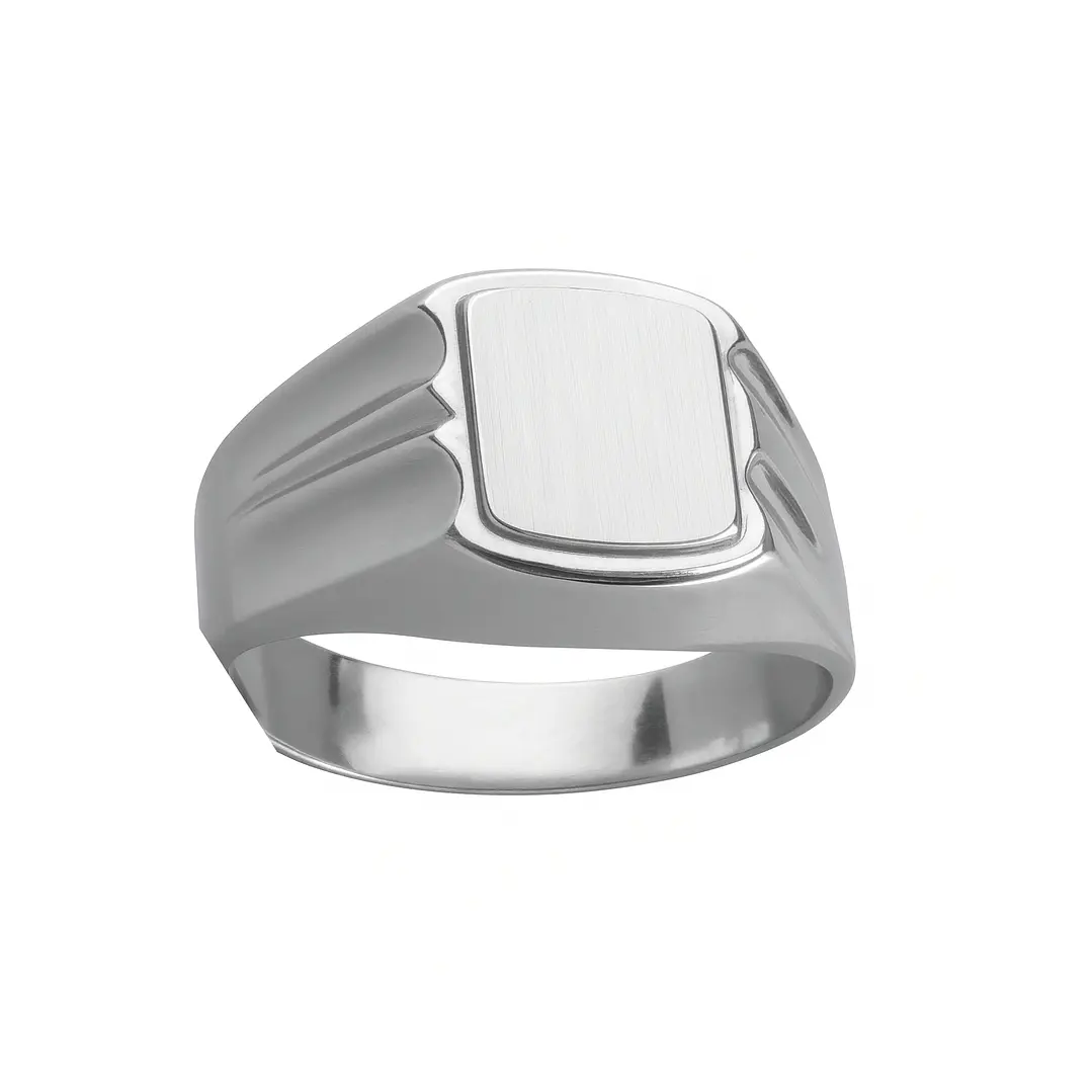 Anillo Oro 18kt Sello Cuadrado Ranurado 6