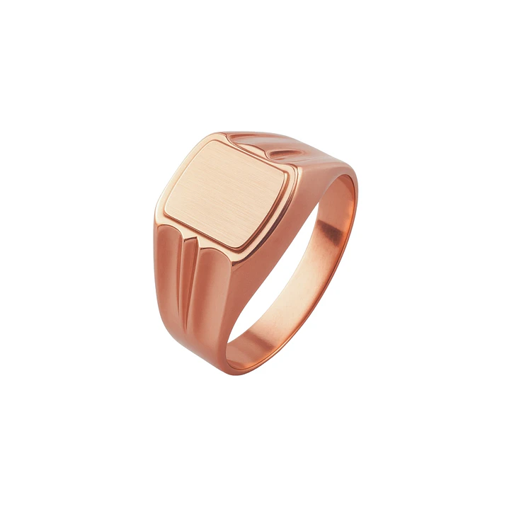 Anillo Oro 18kt Sello Cuadrado Ranurado 7