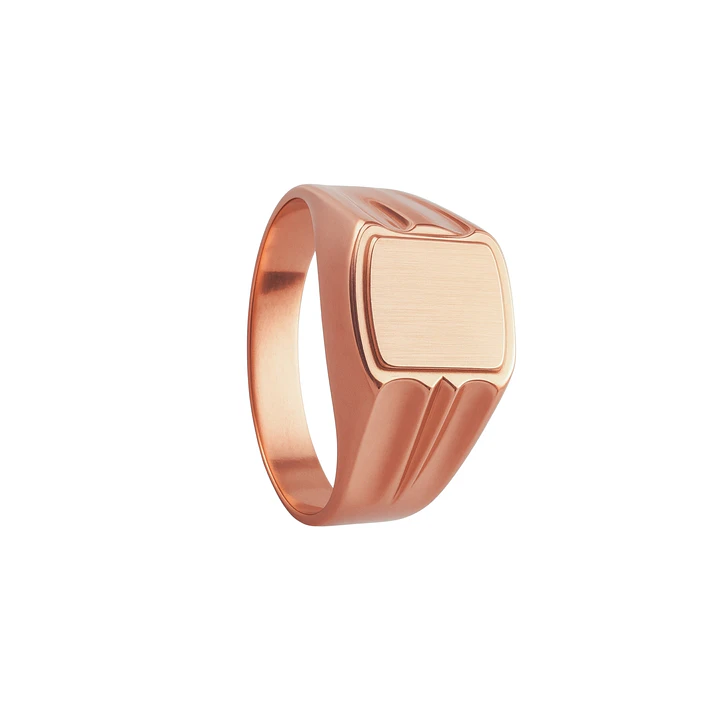 Anillo Oro 18kt Sello Cuadrado Ranurado 8