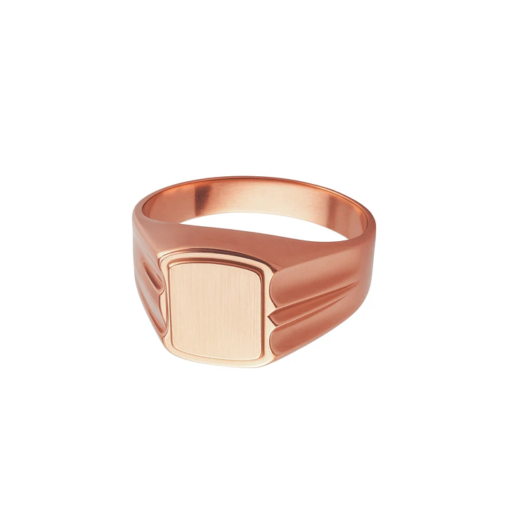 Anillo Oro 18kt Sello Cuadrado Ranurado 9