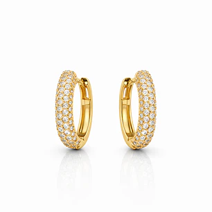 Aros Oro Amarillo 18kt Argollas Bold Circonita 14MM