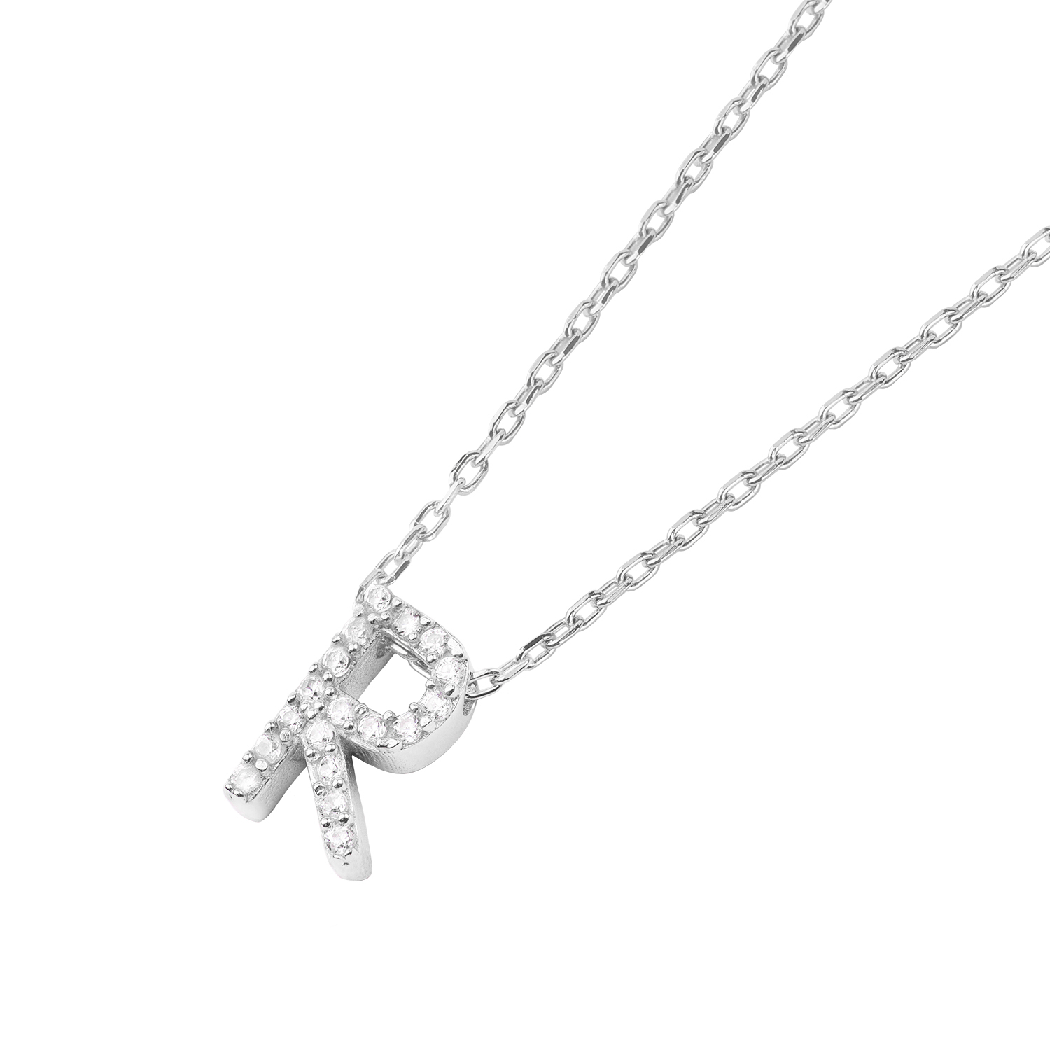 Collar de Plata Esterlina 925 Letra R Circon 1
