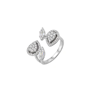 Anillo Oro Blanco 18kt Diamantes Lágrima 1,12 Qts