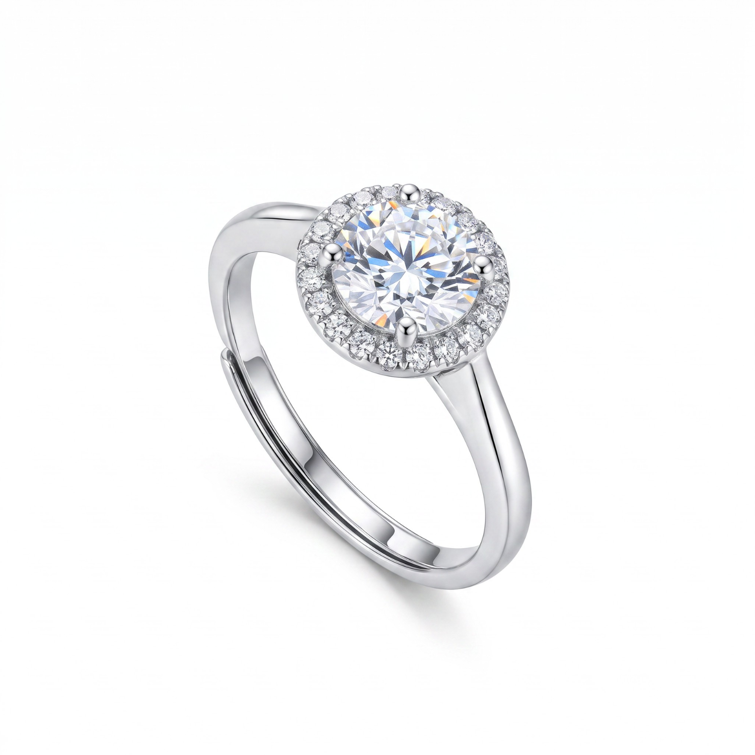 Anillo de Plata Esterlina 925 Circon 6mm Ajustable 2