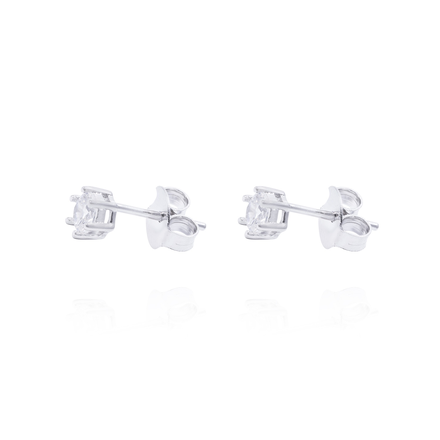 Aros de Plata Esterlina Punto de Luz Circonita 6 Grifas Revestido en Oro 18kt 1