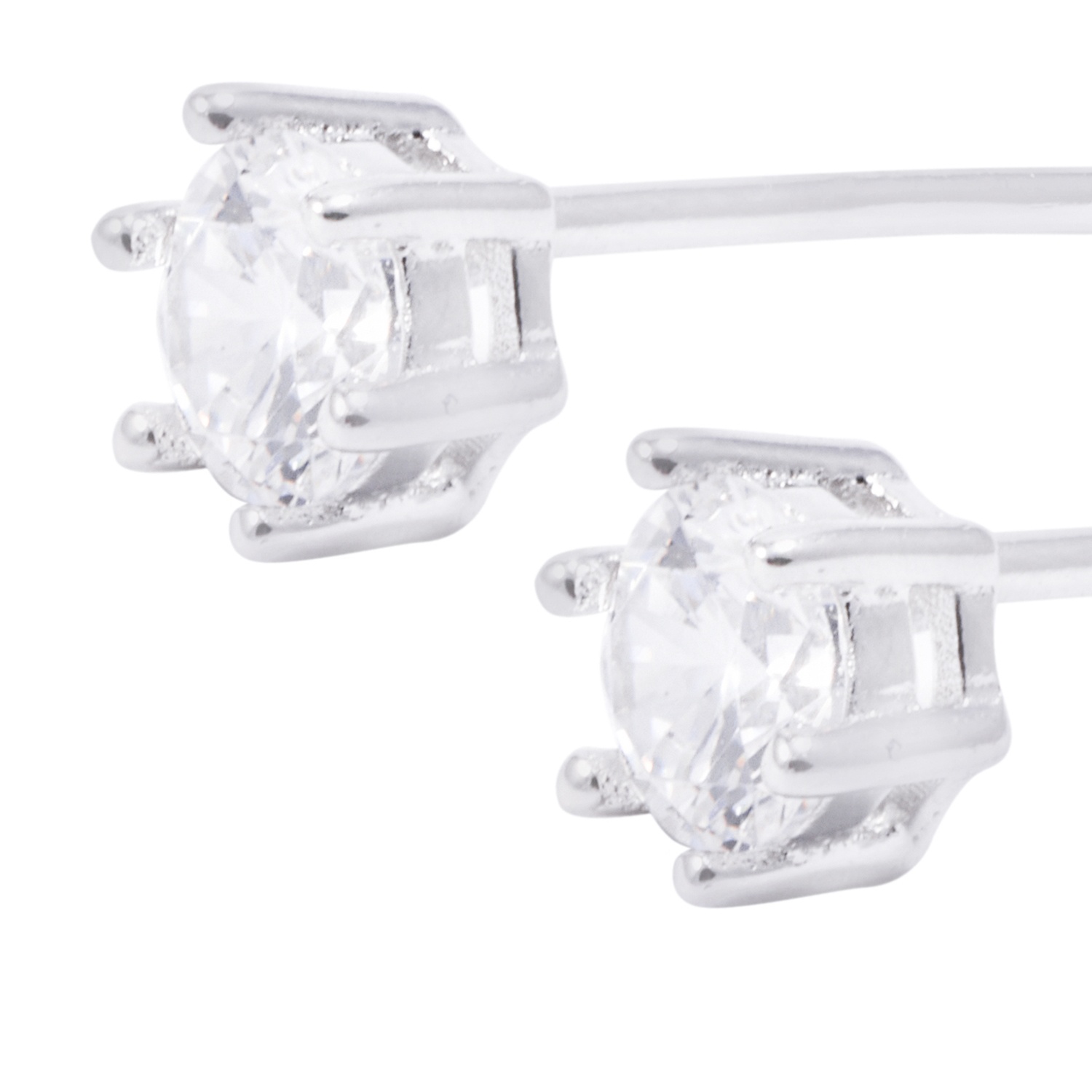 Aros de Plata Esterlina Punto de Luz Circonita 6 Grifas Revestido en Oro 18kt 2