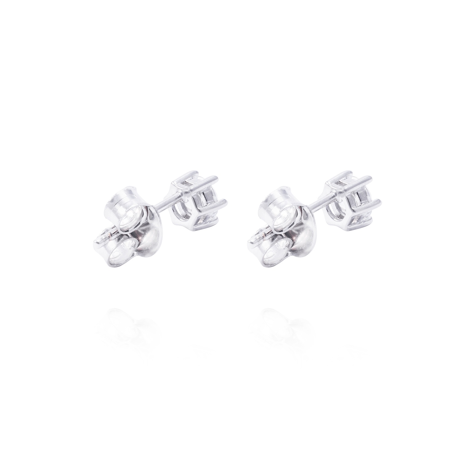Aros de Plata Esterlina Punto de Luz Circonita 6 Grifas Revestido en Oro 18kt 3