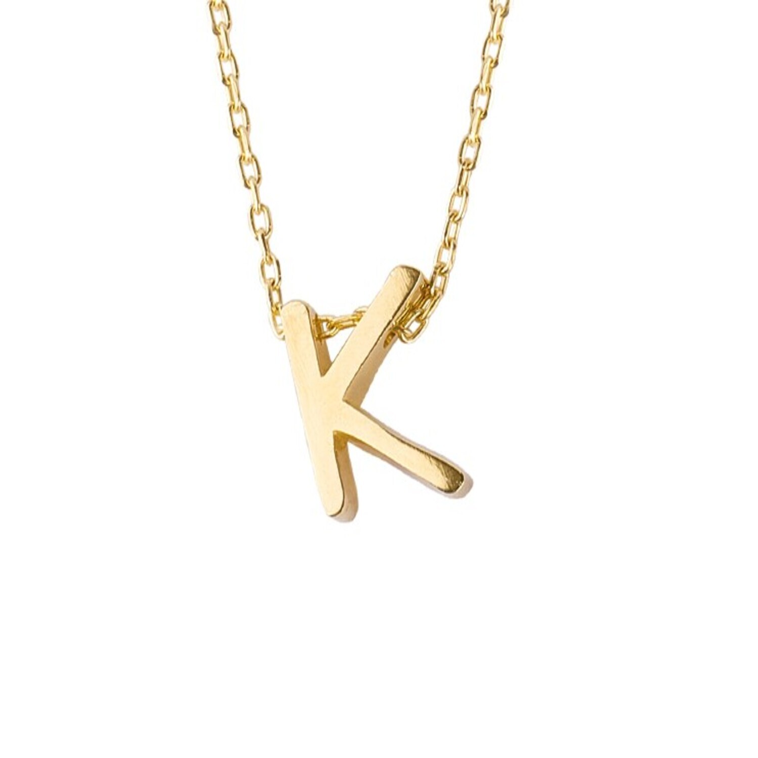 Collar de Plata Esterlina 925 Letra K Revestido en Oro 18kt 2