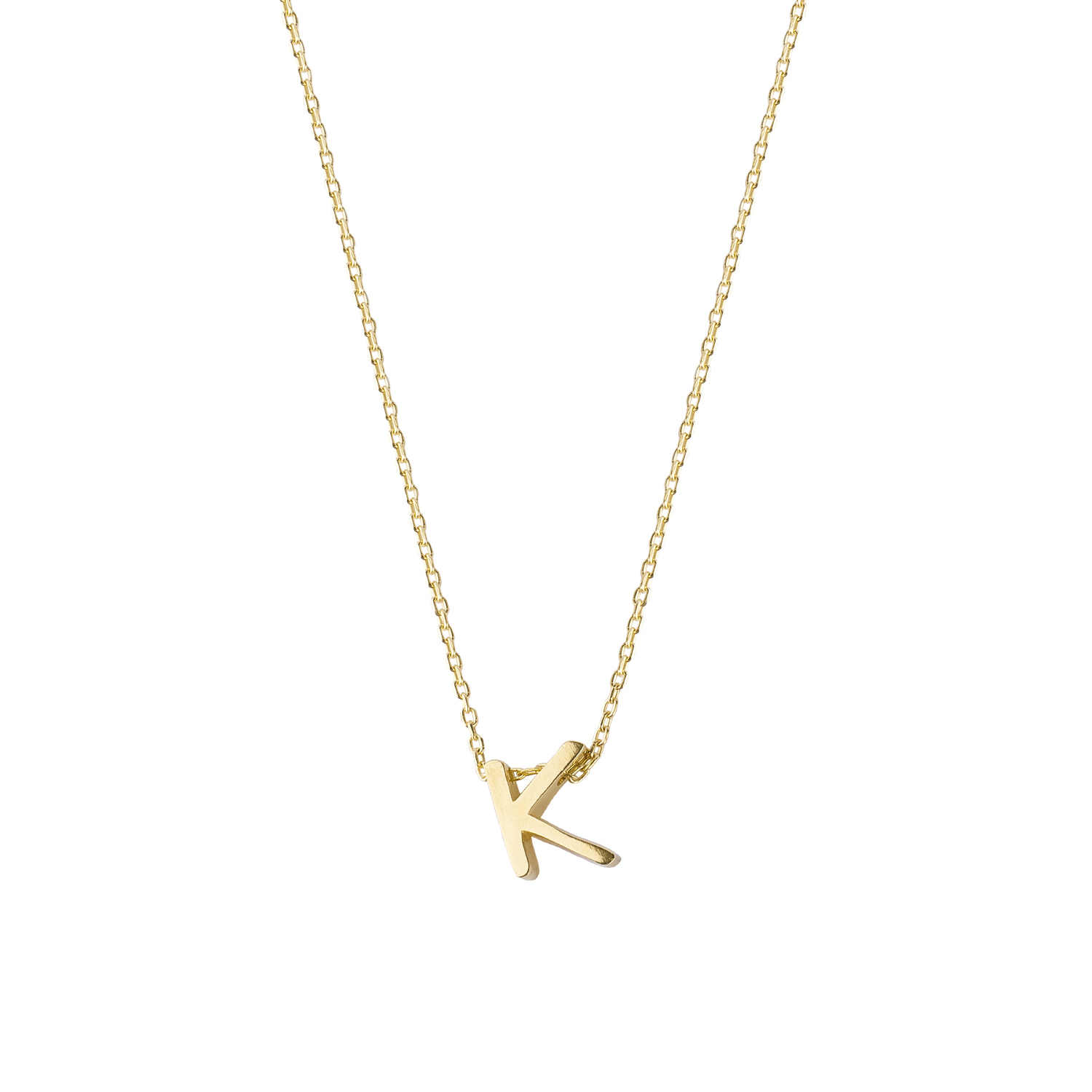 Collar de Plata Esterlina 925 Letra K Revestido en Oro 18kt 3