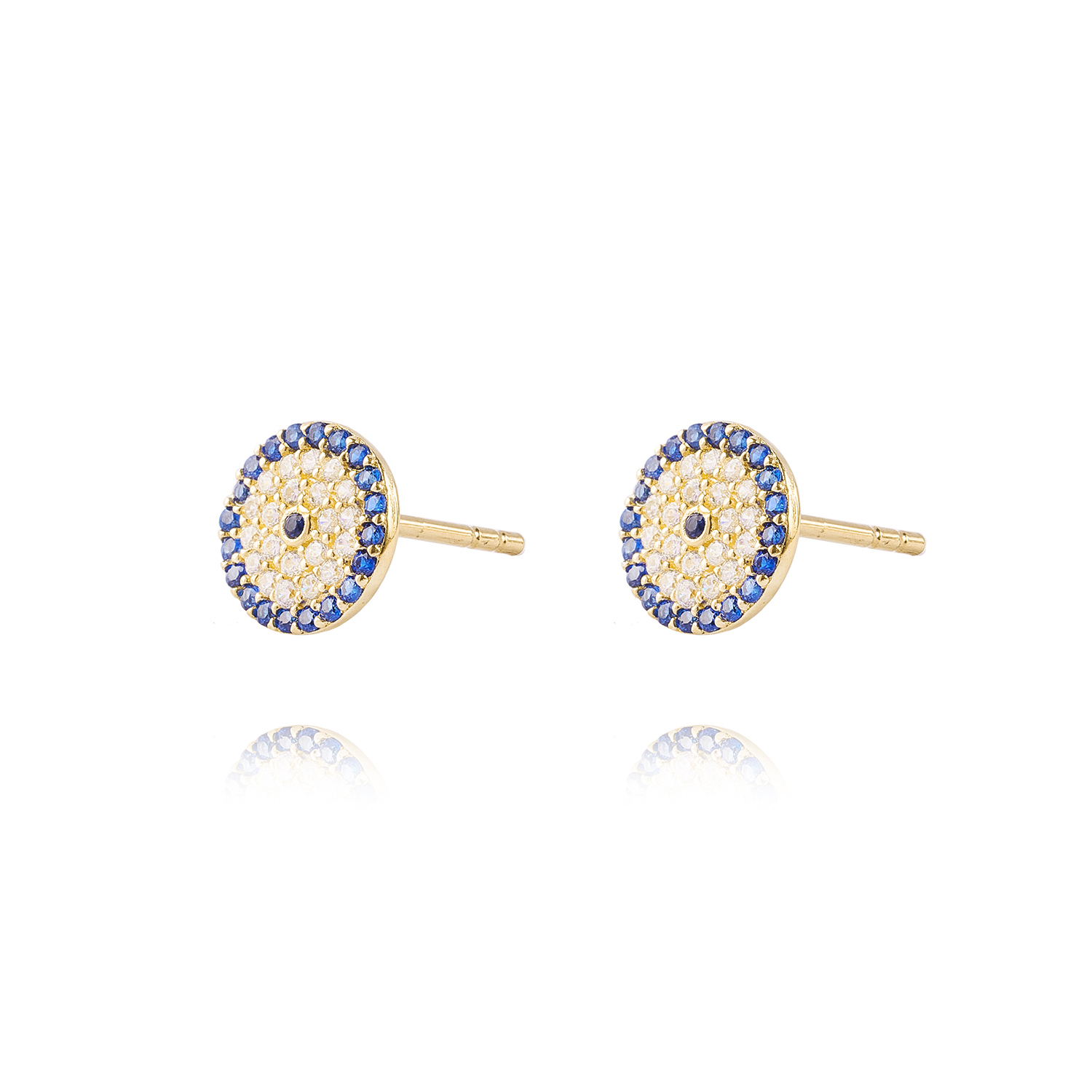 Aros de Oro 18kt Plato Circonitas y Zafiro 1