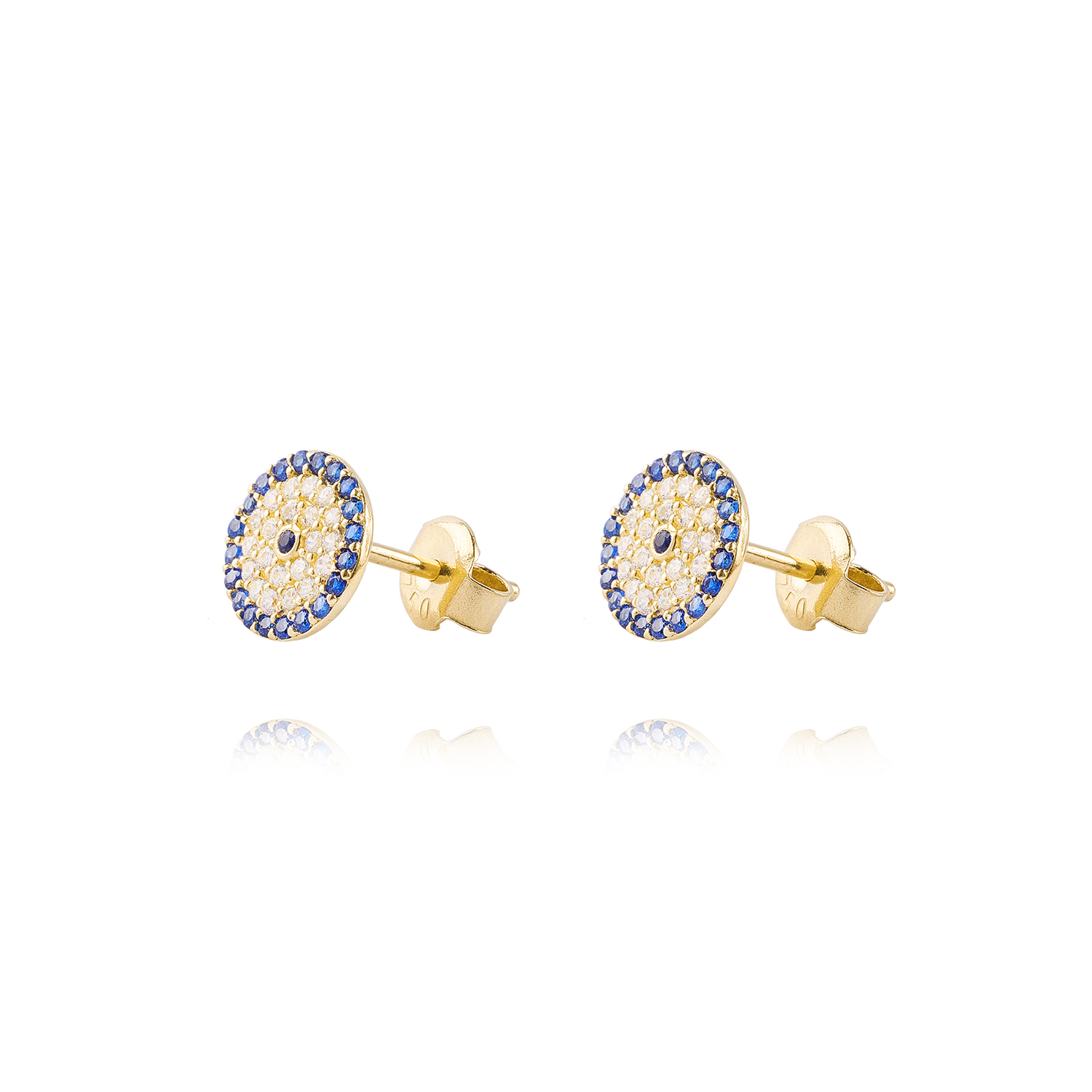 Aros de Oro 18kt Plato Circonitas y Zafiro 2