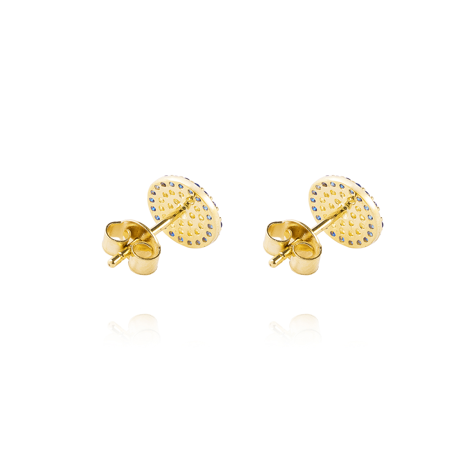Aros de Oro 18kt Plato Circonitas y Zafiro 3
