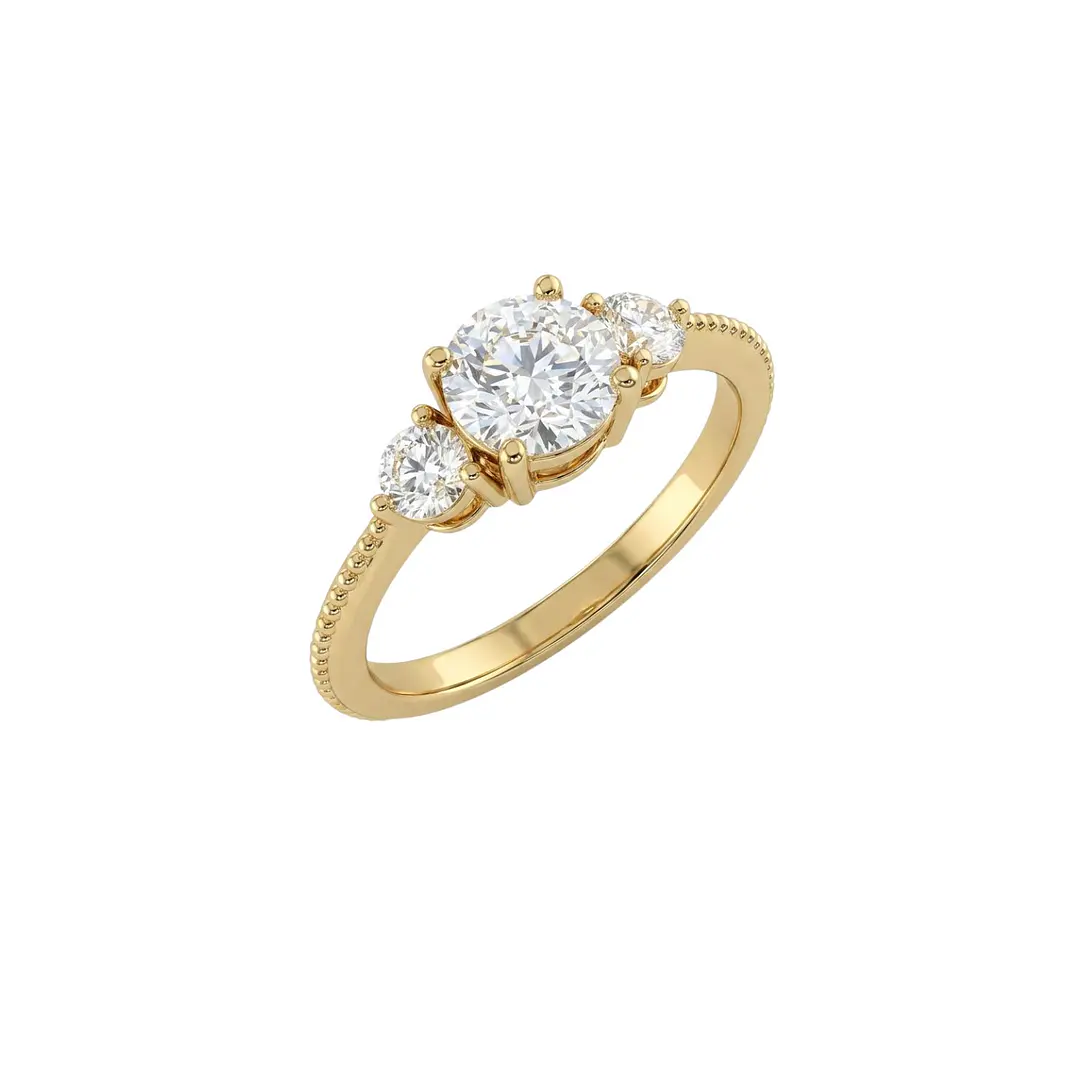 Anillo Oro Miel 18kt Trilogía Radiante 3
