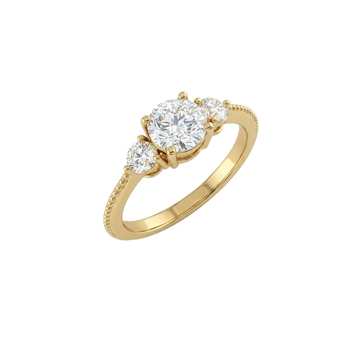 Anillo Oro Miel 18kt Trilogía Radiante 3