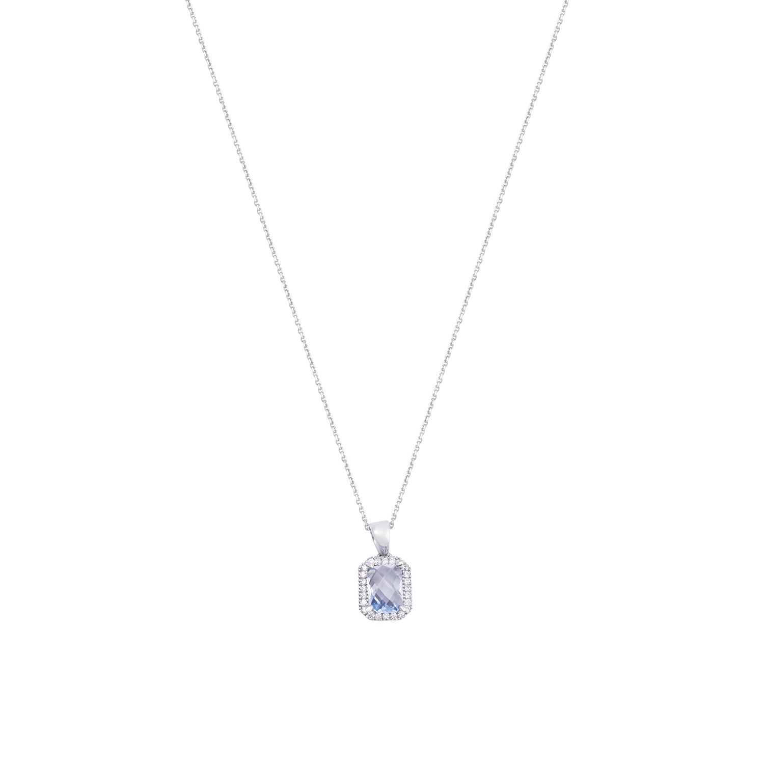 Colgante de Oro Blanco 18kt Circón-Aguamarina Baguette 3