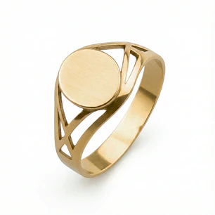 Anillo Oro 18kt Sello Redondo Calado