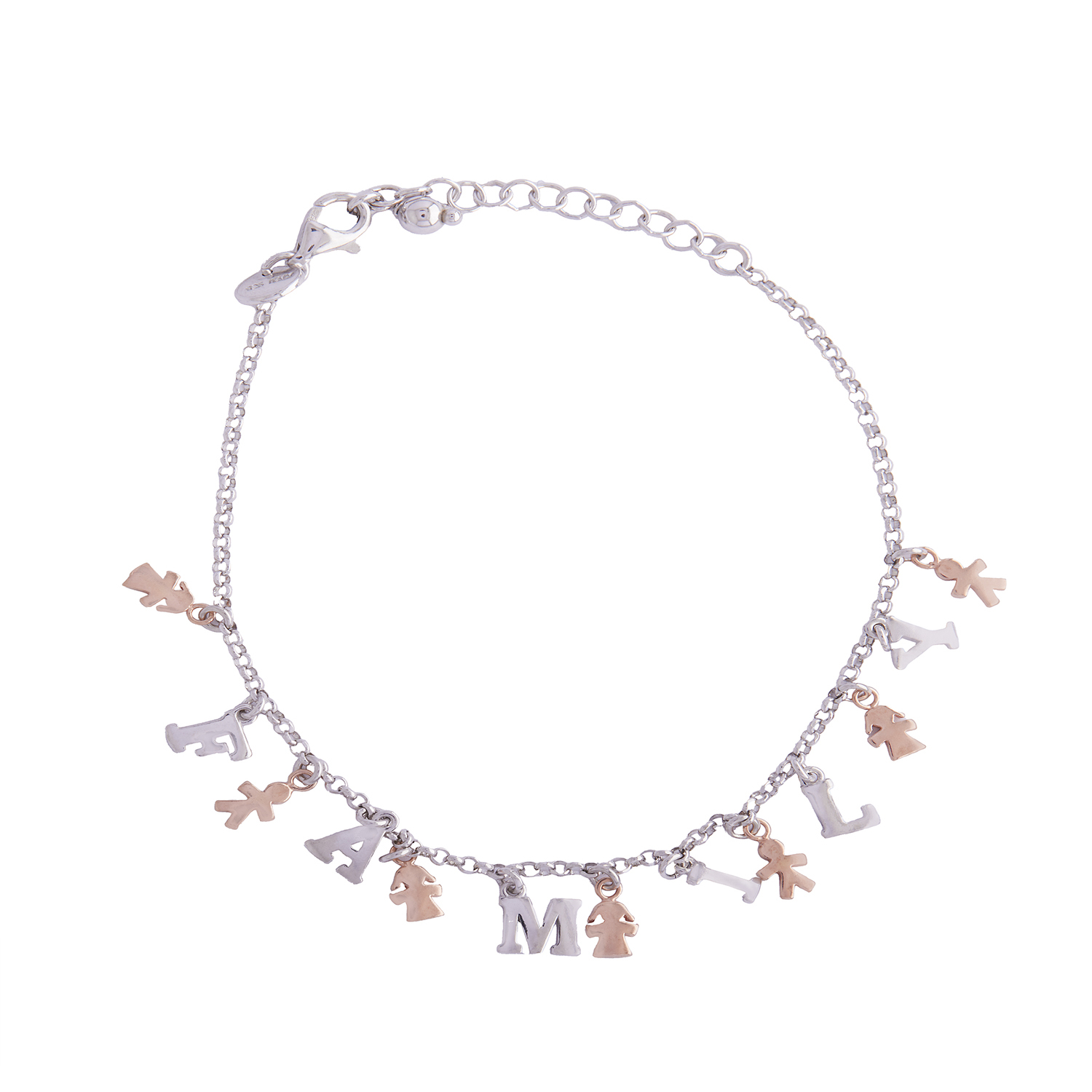 Pulsera de Plata Esterlina 925 Letras Familia 1