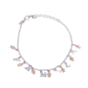 Pulsera de Plata Esterlina 925 Letras Familia