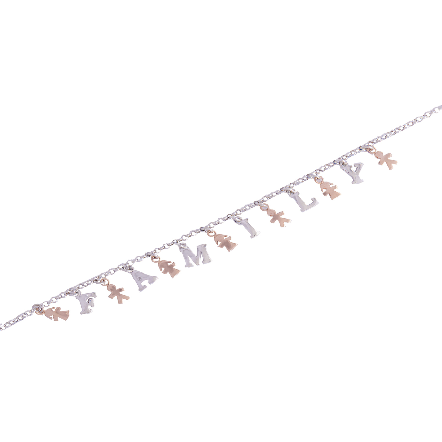 Pulsera de Plata Esterlina 925 Letras Familia 2