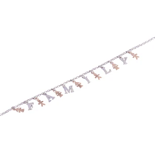Pulsera de Plata Esterlina 925 Letras Familia