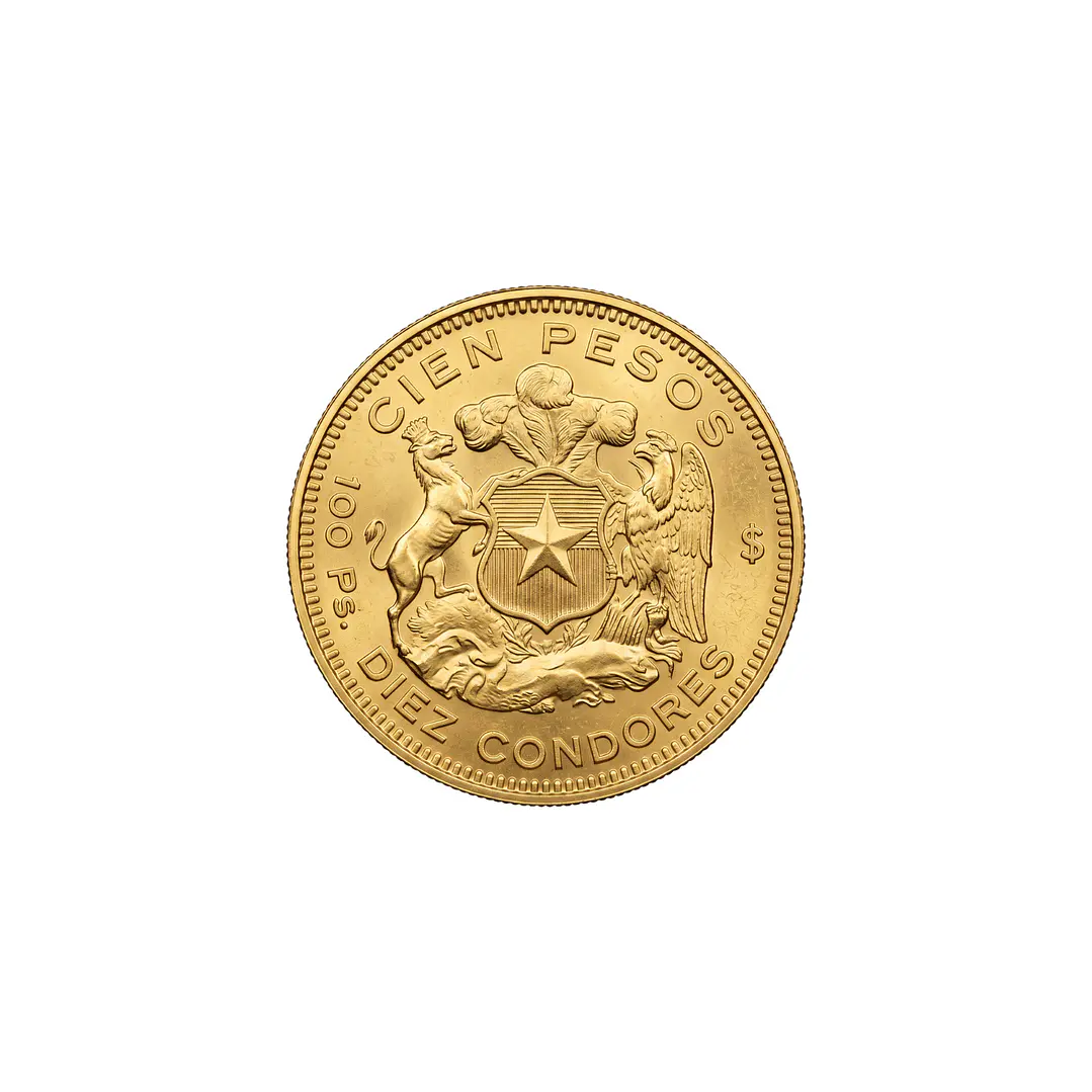 Moneda de Oro Chilena de 100 pesos año 1970 al 1979 2