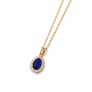 Colgante Oro Amarillo 18kt Roseta Zafiro 6MM Circonita