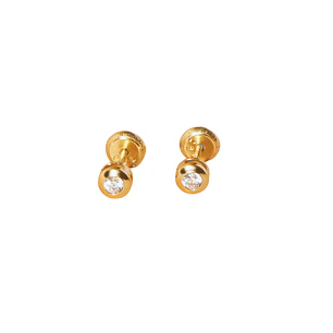 Aros de Oro 18kt Con Circon 2,5mm Punto De Luz