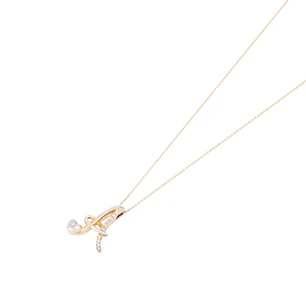 Collar Oro Blanco 18kt Letra A Diamante 7 Pts