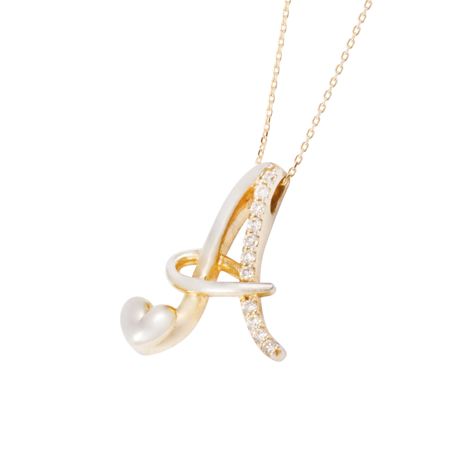 Collar Oro Blanco 18kt Letra A Diamante 7 Pts 2