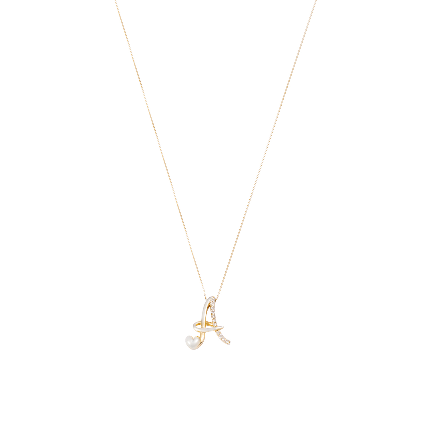 Collar Oro Blanco 18kt Letra A Diamante 7 Pts 3