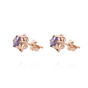 Aros Oro Miel 18kt Amatista Eterna