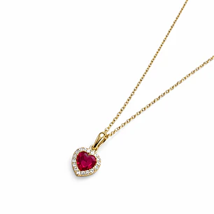 Colgante Oro Amarillo 18kt Corazon Rubí