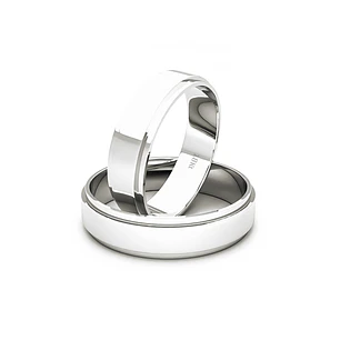 Par Argollas Matrimonio de Oro Blanco 18kt Marquise 5,0mm