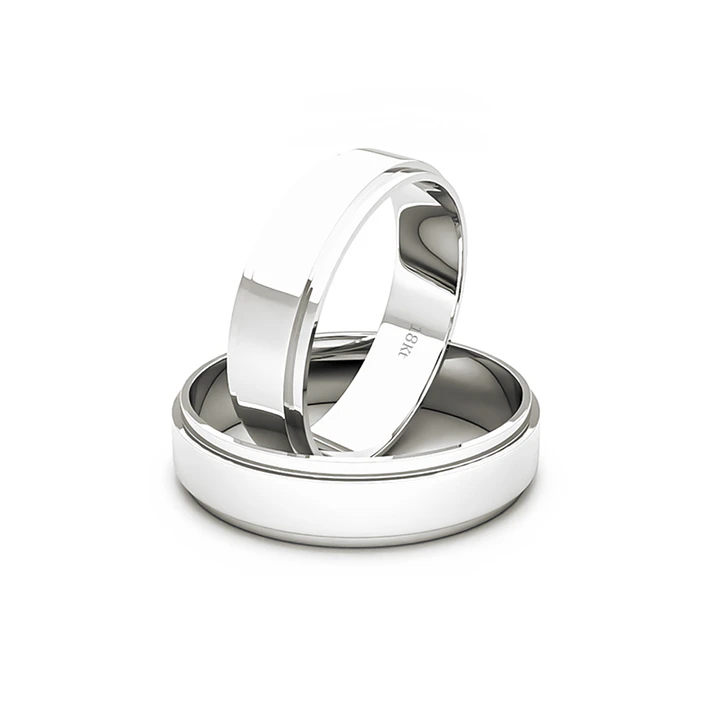 Par Argollas Matrimonio de Oro Blanco 18kt Marquise 5,0mm 1