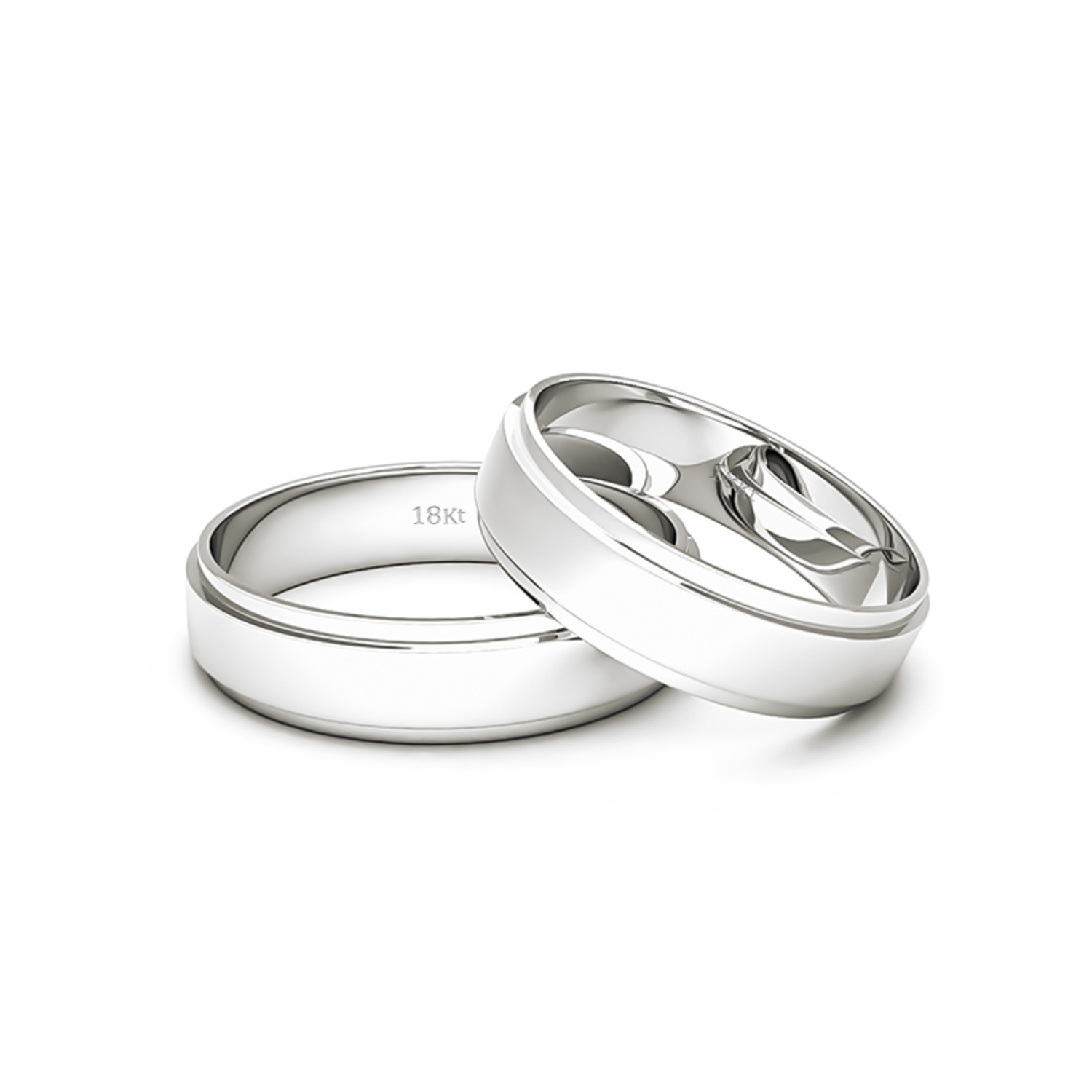 Par Argollas Matrimonio Oro Blanco 18kt Marquise 5,0mm 2