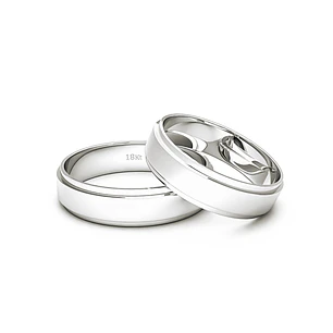 Par Argollas Matrimonio de Oro Blanco 18kt Marquise 5,0mm
