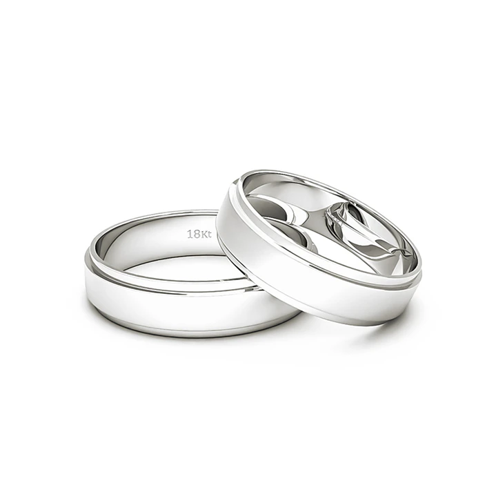 Par Argollas Matrimonio de Oro Blanco 18kt Marquise 5,0mm 2