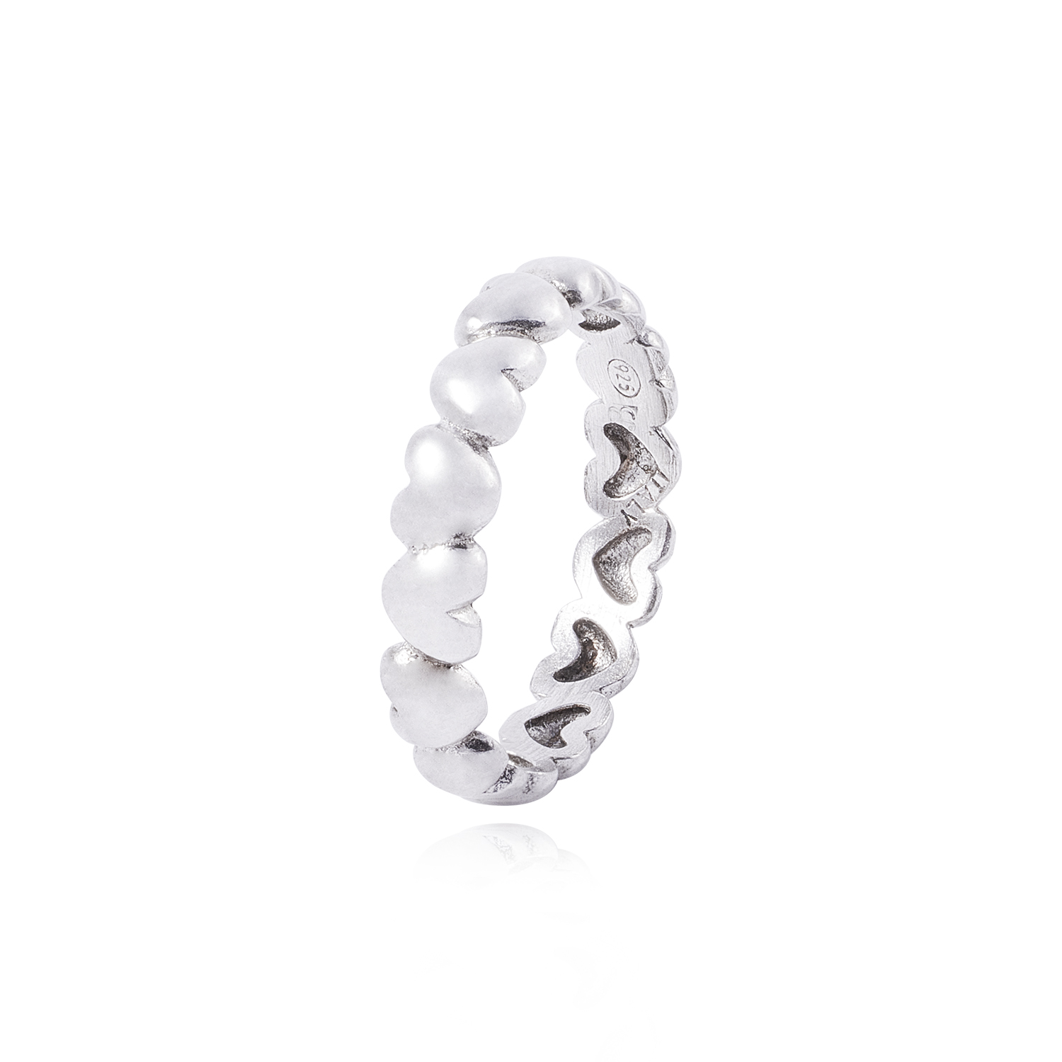 Anillo de Plata Esterlina 925 Corazones 36 3