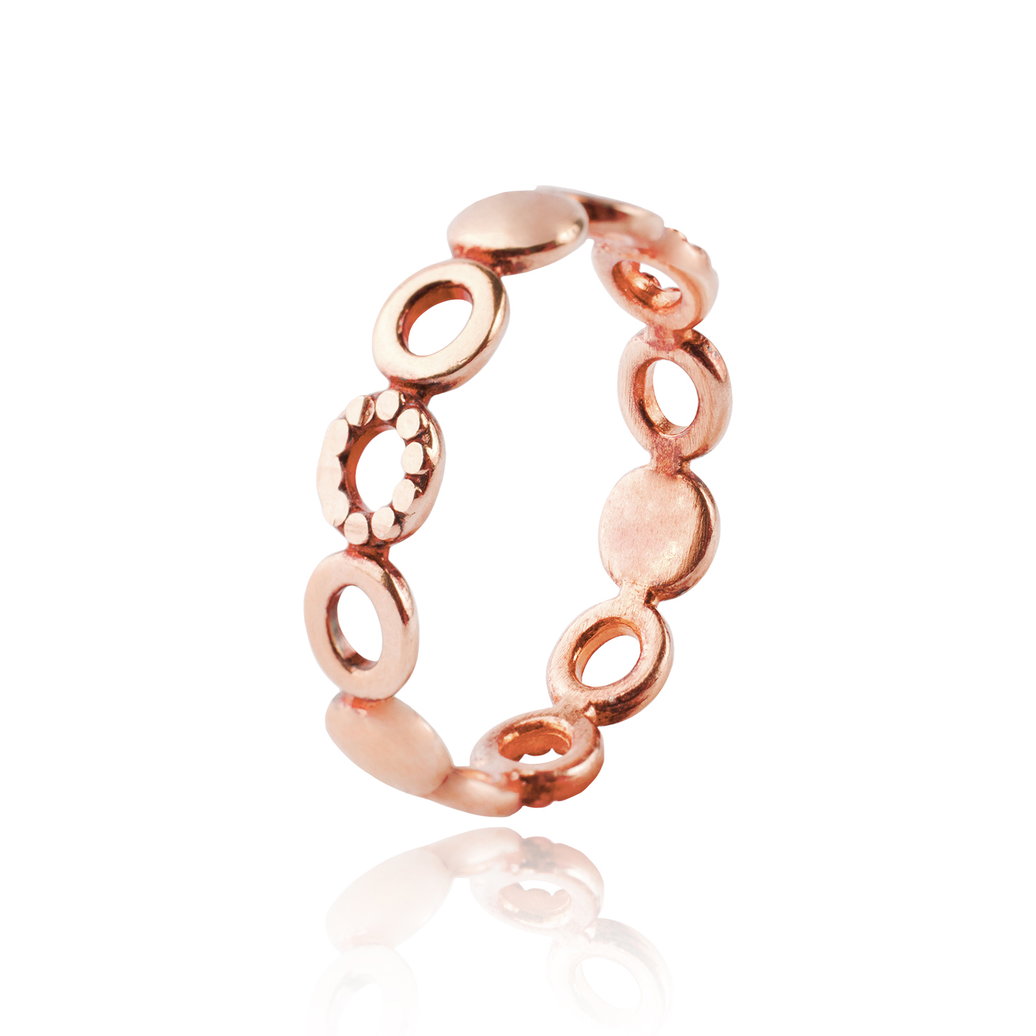 Anillo de Plata Esterlina 925 Circulos Rose 41 Revestido en Oro 18kt 1