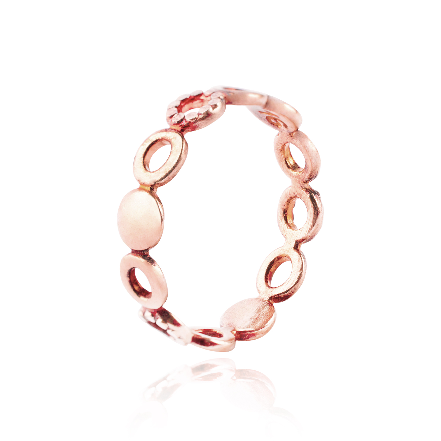 Anillo de Plata Esterlina 925 Circulos Rose 41 Revestido en Oro 18kt 3