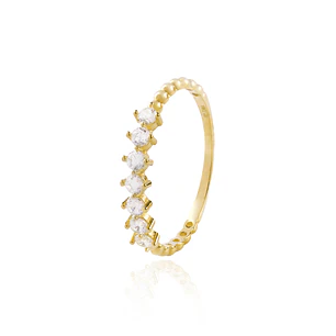 Anillo Compromiso de Oro 14kt Medio Cintillo Armonía de Circonitas