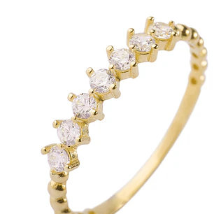 Anillo Compromiso de Oro 14kt Medio Cintillo Armonía de Circonitas